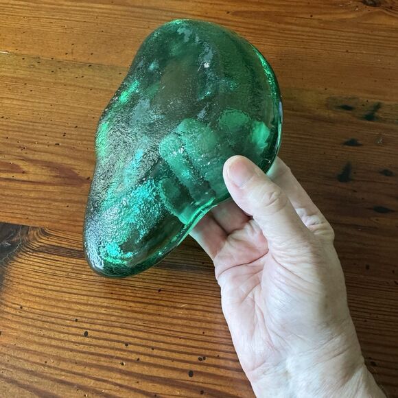 Blenko Vintage Green Amoeba Ashtray Dish Mid Century Free Form  Wow - Picture 8 of 10